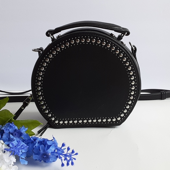 INC International Concepts Handbags - Round INC Black Leather Purse With Silver Studs